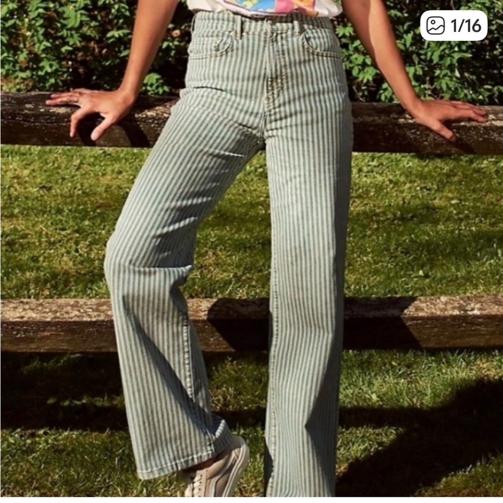 Free People Astoria Wide Leg Jeans in Peppermint Stripe, Size 27